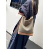 New leather cowhide with canvas bucket bag vegetable basket tote bag shoulder crossbody handbag women's bag