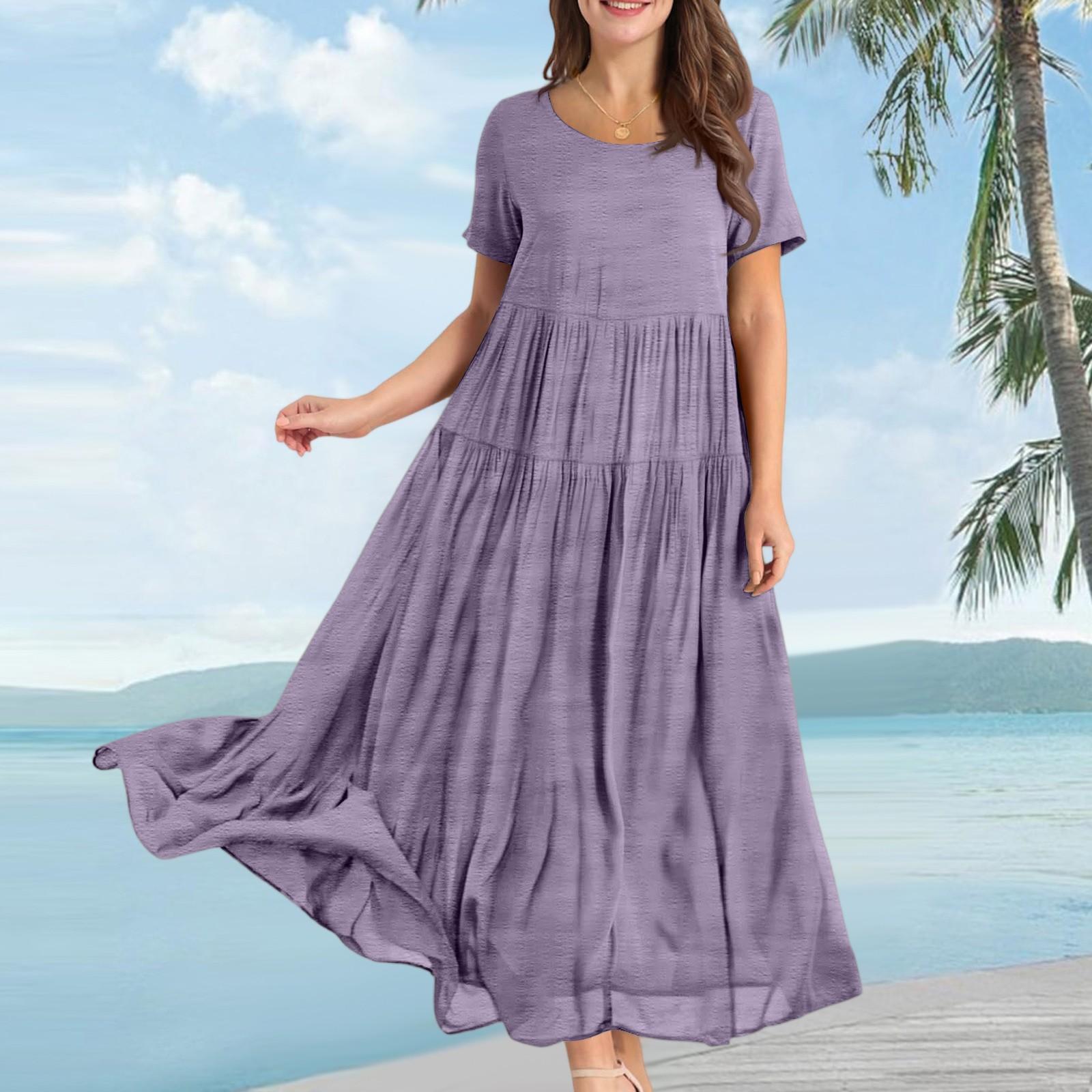 

Женское летнее платье, повседневные свободные длинные пляжные платья для отдыха XXL