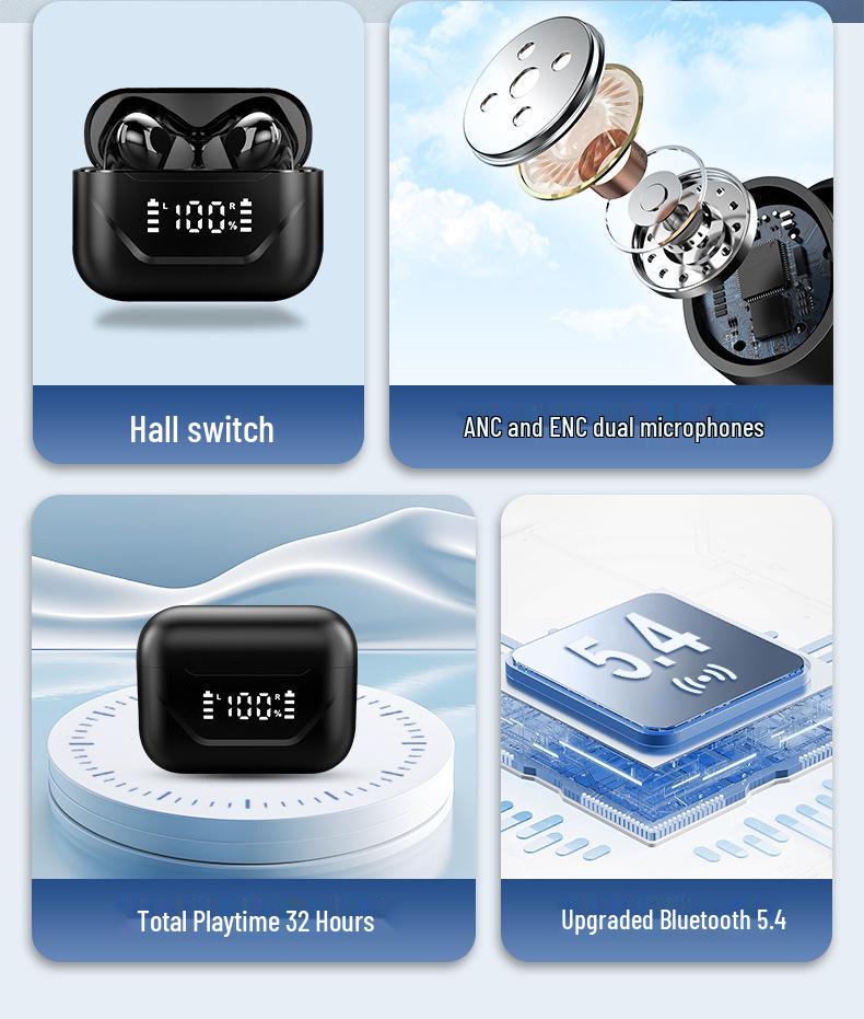 Smart Display Wireless Sports Earphones: Long Battery, Fast Charging, Noise-Canceling