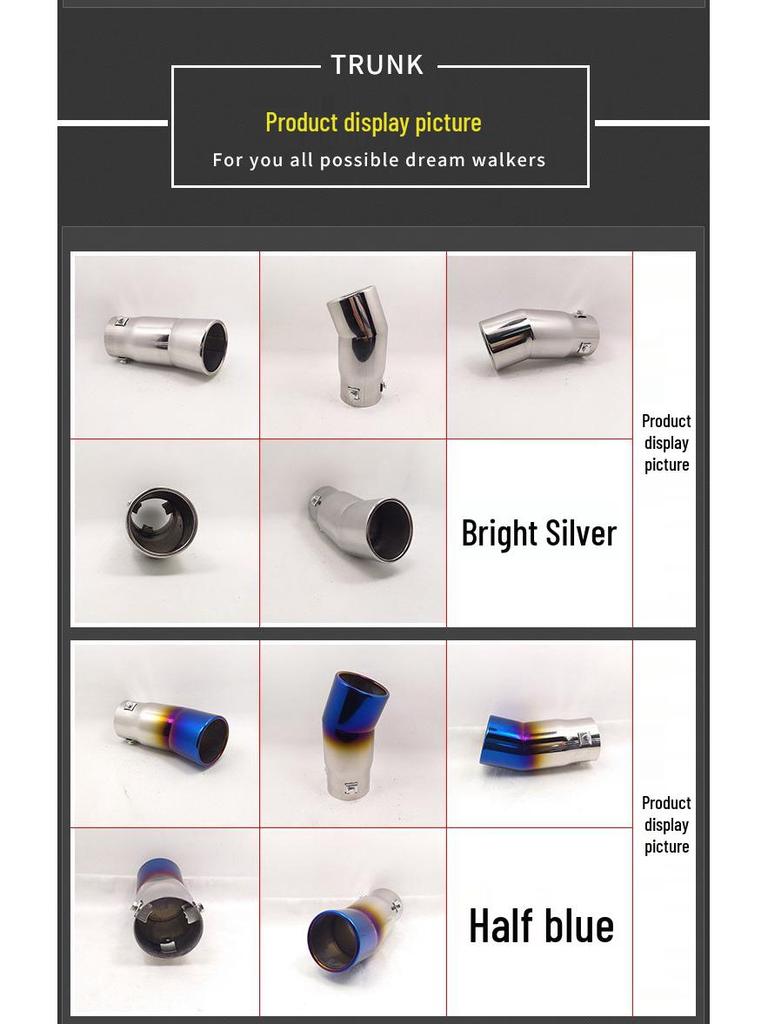 Universalus nerūdijančio plieno išmetamojo vamzdžio galinis vamzdis, skirtas Nissan Qashqai, Haval H5 ir senesniems Buick modeliams