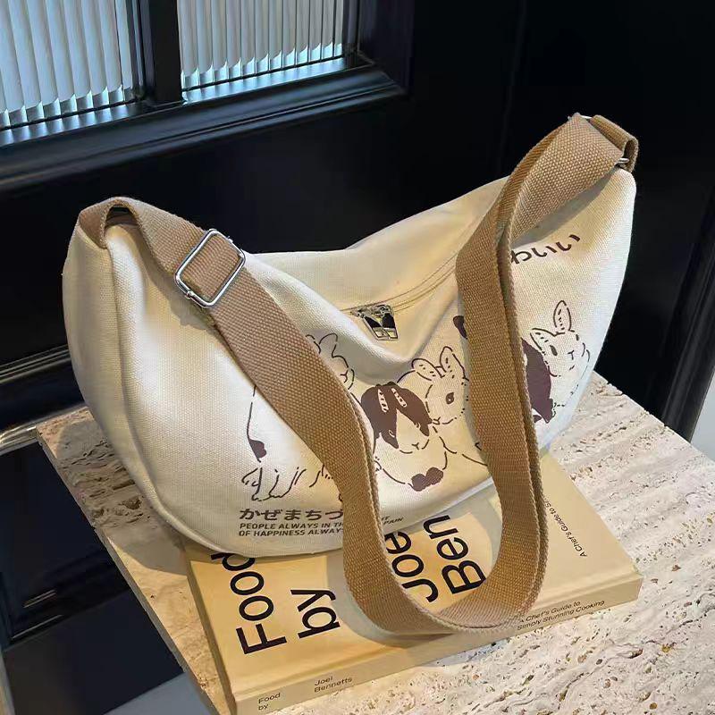 Nischen Damen Canvas Knödel Umhängetasche - 2024 Frühling/Sommer, Große Kapazität, Lässige Studenten Schultertasche