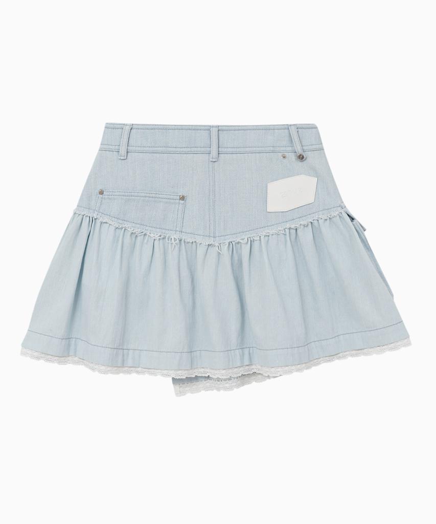 Jenyujeu Layered Frill Button Skirt - Light Blue