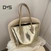 Women Tote Bag Faux Leather Solid Color Shoulder Bag Glossy Casual Armpit Handbag for Phone Keys Cards Work Travel Parties