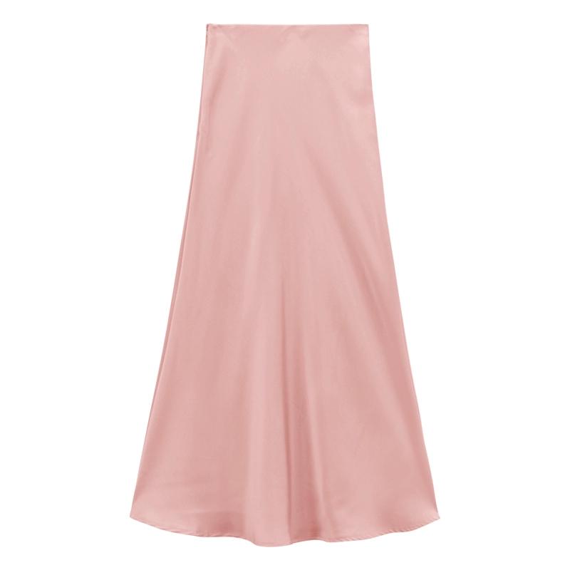 

Атласная французская ретро-модная юбка с высокой талией для женщин, лето 2024, новый стиль, облегающая бедра, длинная юбка для похудения «рыбий хвост» L розовый