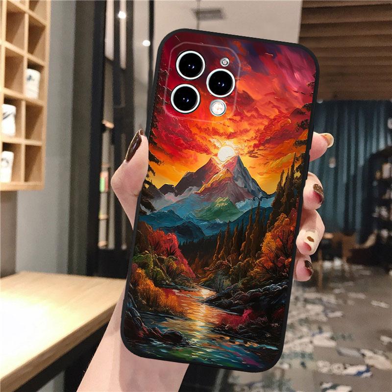 Beautifull Landscape Moon Wave Art Phone Case For Iphone 15 14 Pro Max 13 12 11 Pro Max XSMax XR 12 13 Mini 14 Plus