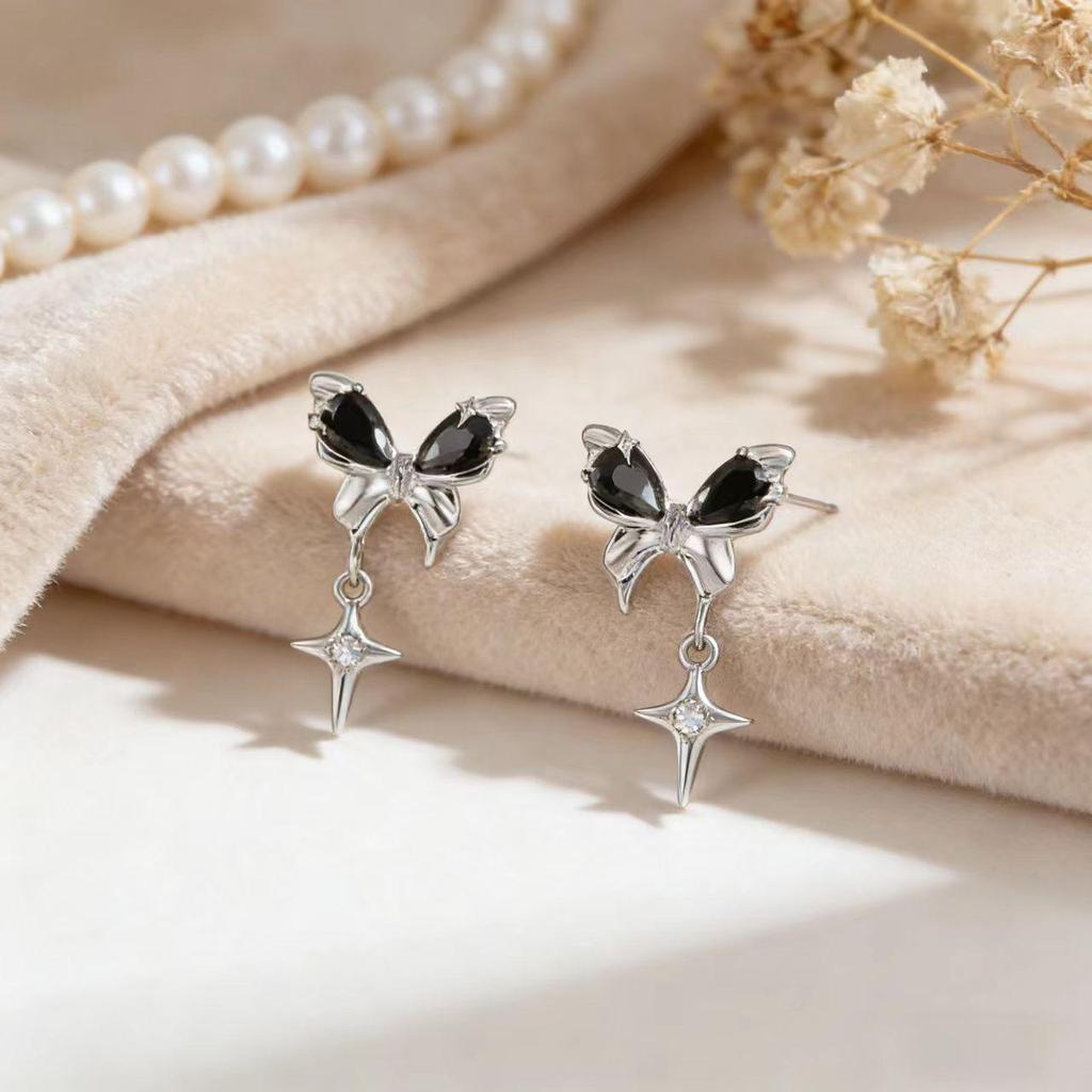 Exquisite Cubic Zirconia Butterfly Starburst Stud Earrings: Trendy, Versatile, High-End Fashion for Women