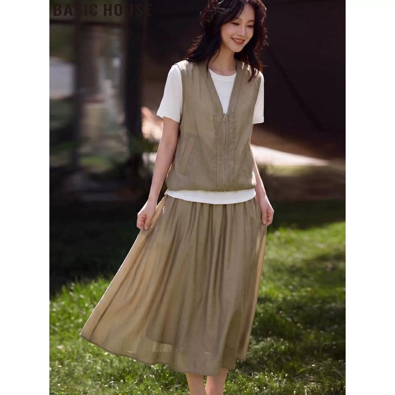 Basic House Women s V-Neck Loose Fit Vest Top L