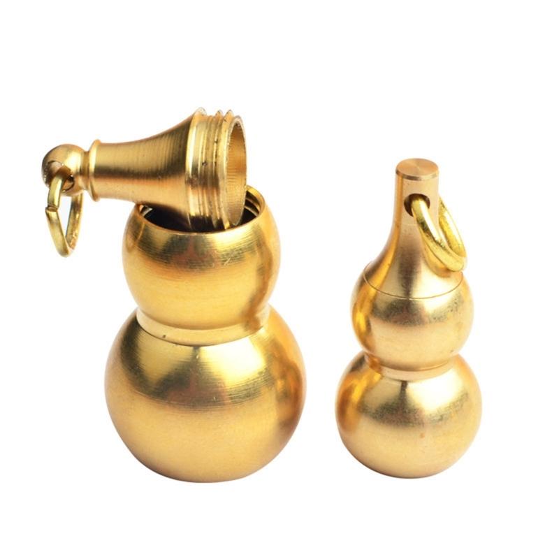 Portable Waterproof Metal Capsules Box Mini Medicine Holder Keychain Brass PillBox Pendant Pill Boxes Mini Pill Holde