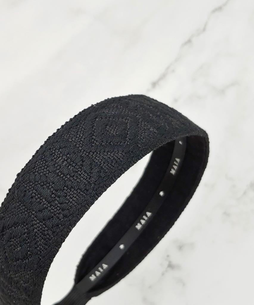 Maia Geometric Pattern Headband - Black