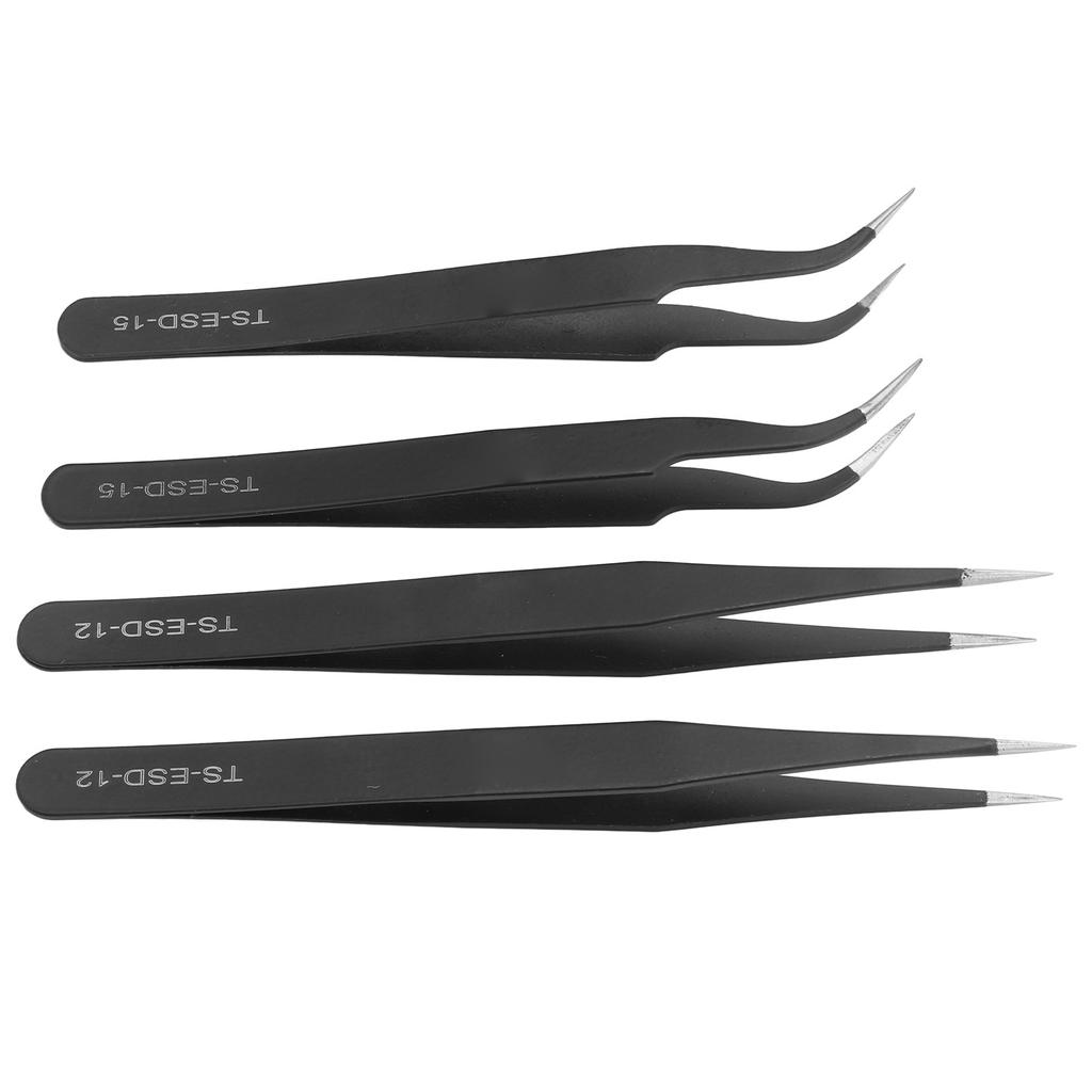 4 Buc Pinsete Precise Oțel Inoxidabil Vârf Înclinat Pinsete Clești Drepți Clești Curbați Unelte de Cusut