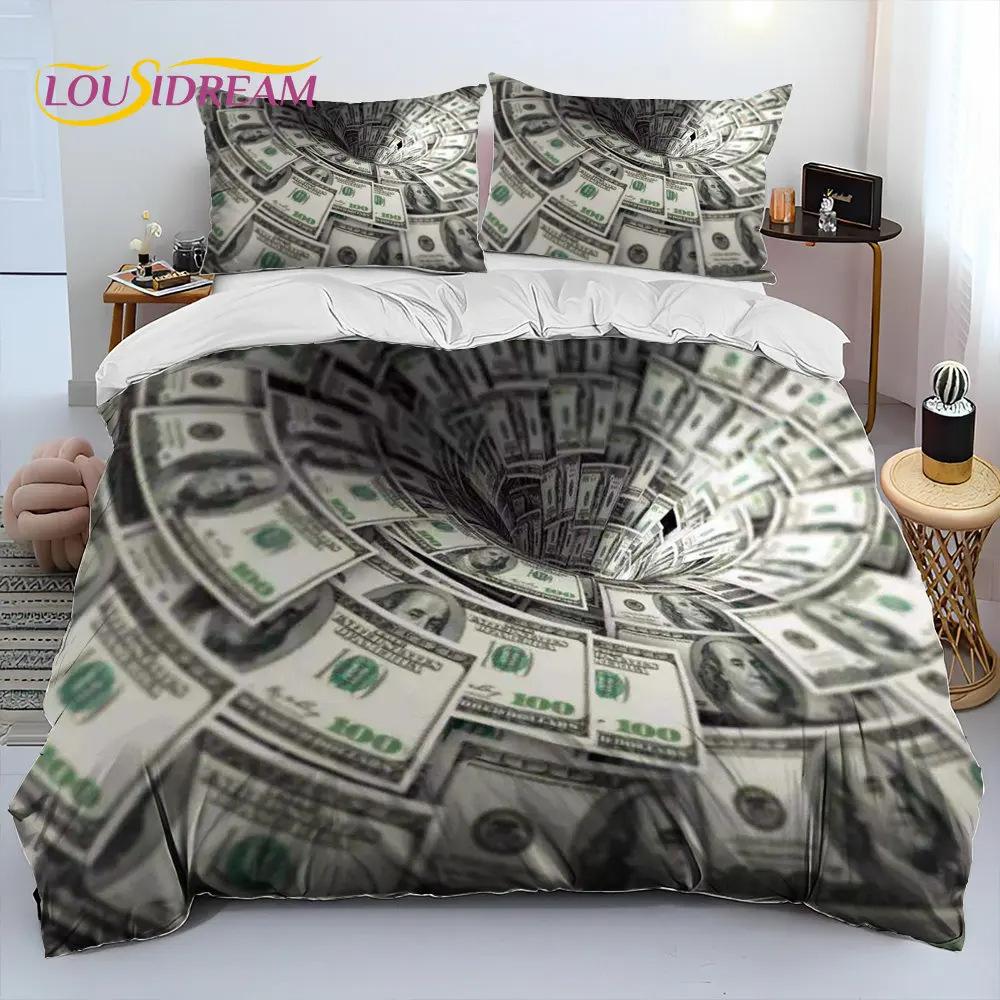 3D Printed Euro Currency Pattern Bedding Set Duvet Cover Pillowcase Fashion Design Three-Piece Set
