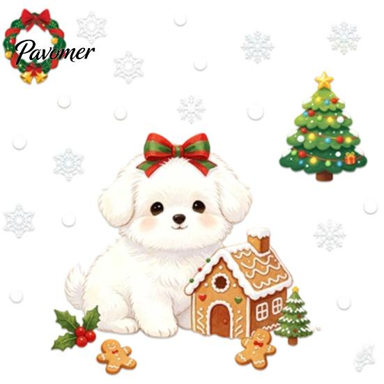 Creative Gift for Dog Lovers Cute Christmas Static Window Stickers, Waterproof PVC Holiday Decals Home Festive Glass Decorations Store Glass,