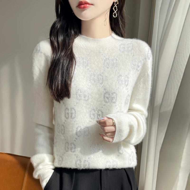 Damen Kaschmirpullover Qinghe Kaschmir 30% Kaschmir 70% Wolle Herbst- und Winterpullover warm und modisch