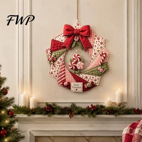 Rustikales Weihnachtsornament-Herstellungs-Stoffkranz DIY-Kit, Patchwork Anfängerfreundliches Handgemachtes Feiertagshandwerk Festliches Handwerk Geschenk für Mama Dekoration
