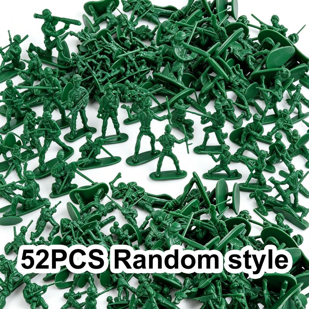 52pcs 5cm Green Military Tactical Soldier Miniatures - Army Model Figures for Collectors, Diorama Displays & Military Sand ZSY
