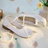 Fashion Home Slippers Women's Square Heel Loafers Slides Cover Toe Massage Block Floral Fabric Embroider Square Toe Block Heel Shoes Loa