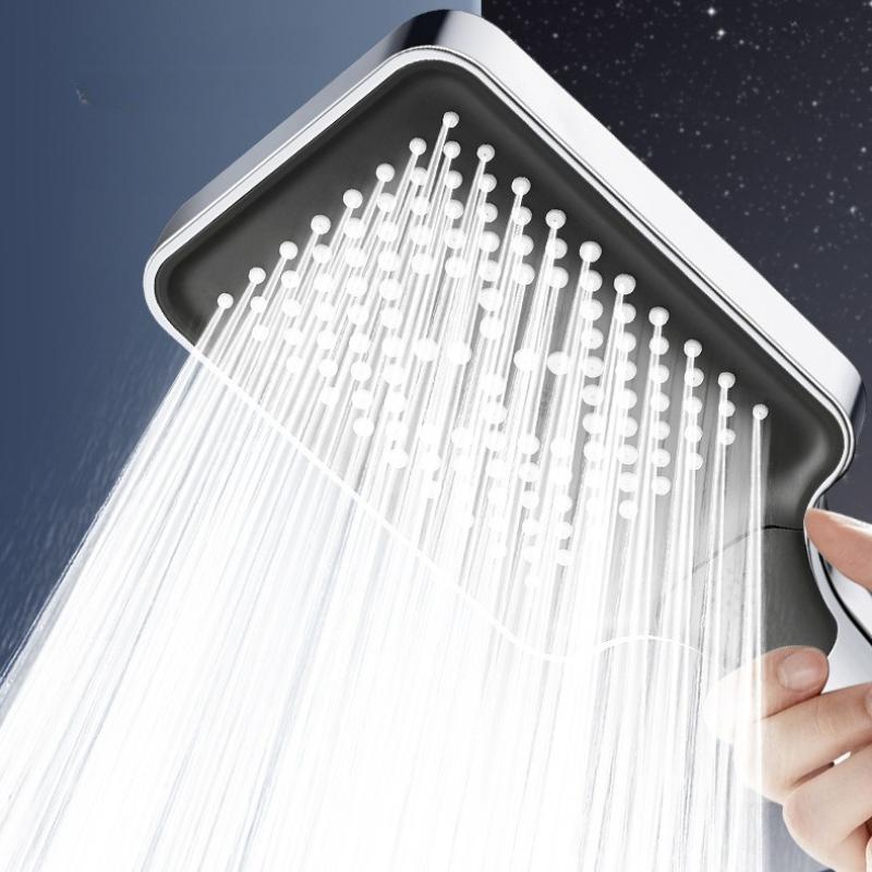 Shower Head, Pressure-boosting Shower Nozzle, Large Water Output Silicone Anti-clogging Shower Head with Three-level Adjustment