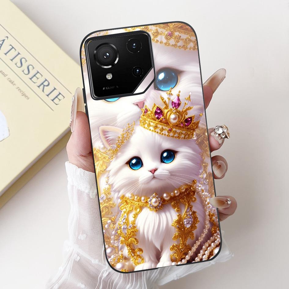 For Asus Rog Phone 9 Pro 5G Case Popular Flower Cartoon Soft Black Silicone Shockproof Cover For Asus Rog Phone 9 FE Phone9 Capa