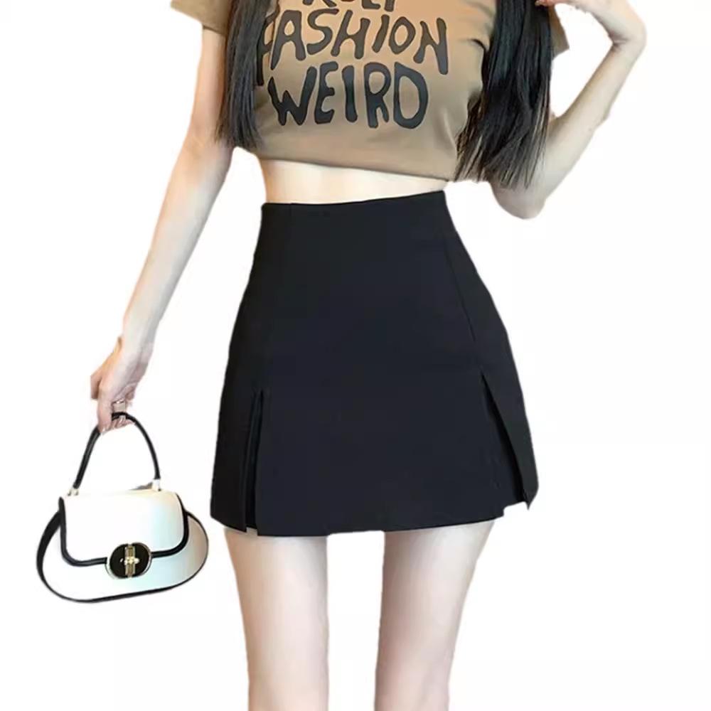 Women's Spring-Summer 2024 Petite Midi Bodycon A-line Skirt with Anti-exposure Shorts and High Waist Design