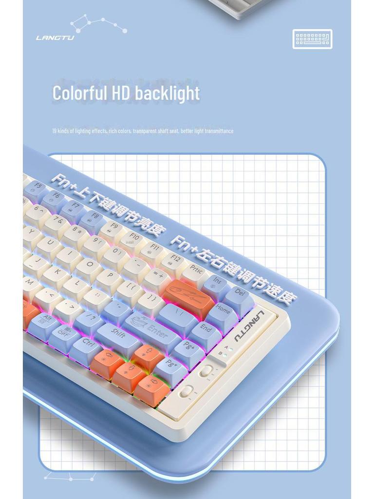 Langtu GK65/85/102 Bluetooth Wireless Mechanical Gaming Keyboard, Three-Mode for Competitive Play and Office Use.