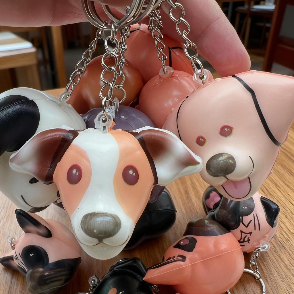 Neues Tier Hundekopf Quetschspielzeug - Rucksackanhänger & Schlüsselanhänger, PU Langsam Rückprall Entspannungspielzeug