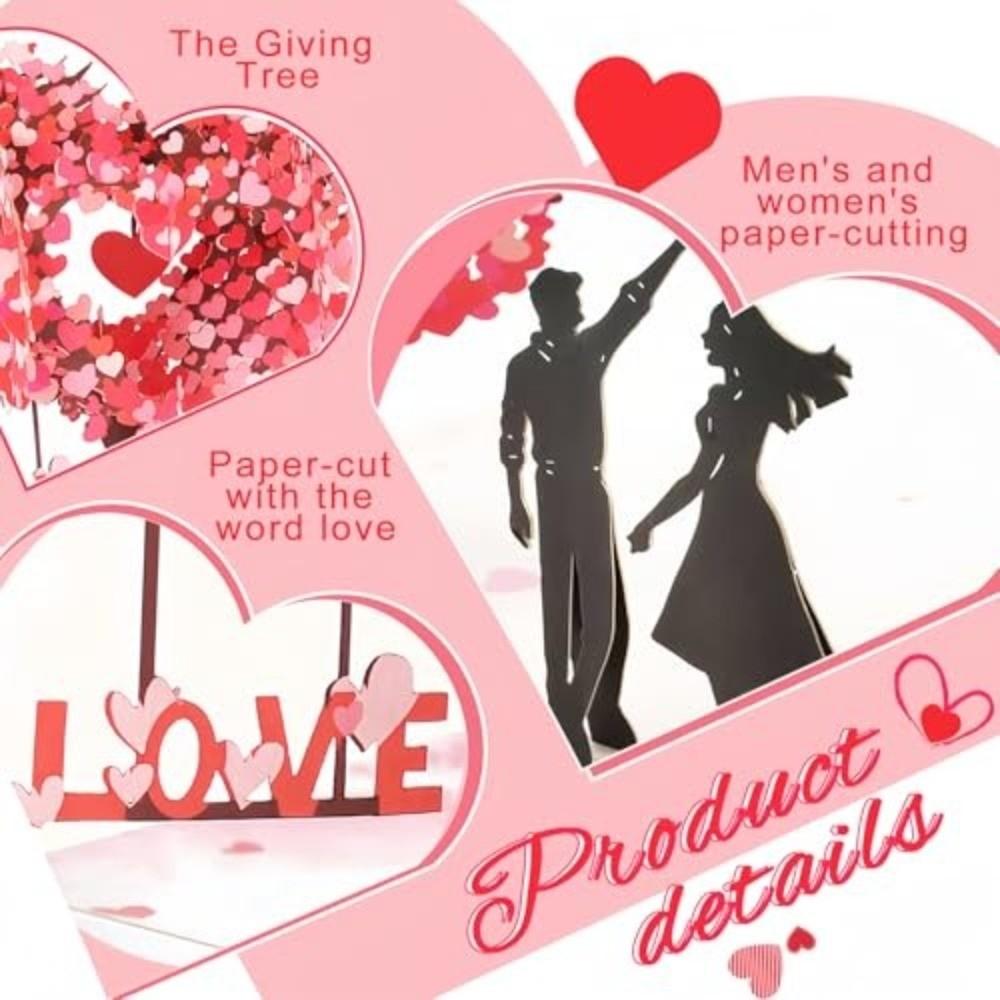 Romantic Theme 3D Love Tree Card Heart Tree Design Gift Cards Valentines Day