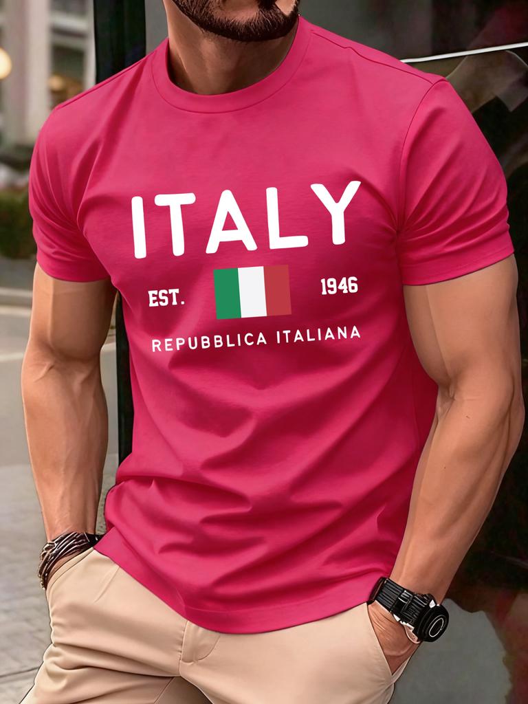 Italy Repubblica Italiana Print TShirts Men Fashion ONeck T Shirt Cotton Loose Clothing Male AllMatch Casual Streetwear