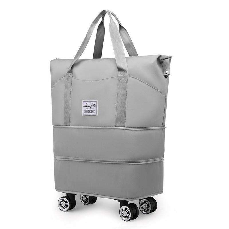 Travel Luggage Bag with Pulley Expandable Travel Bag Fashion Wet and Dry Separation Large Capacity Portable Fitness Bag