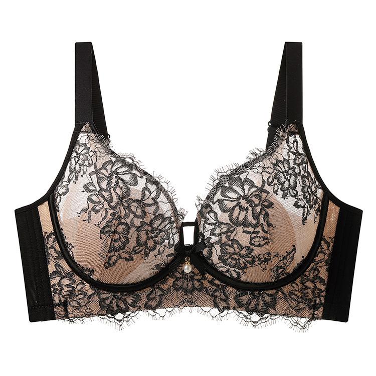 Soft Steel Rim Light Rabbit Ear Inner Cup Lace Mesh Upper Support Anti-sagging Bra