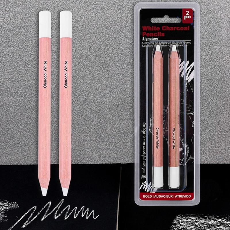 2/3x Highlight Pencil Charcoal Pencils White Sketching Pencils Drawing Highlight Pen for Sketching Drawing and Shading