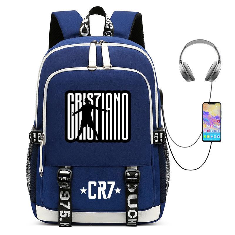 Football Star Collection Teen Primary And Secondary School Student School Bag Usb Men'S And Women'S Casual Backpack