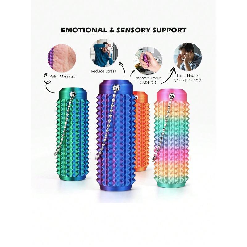 Adult Stress Relief Toy, Portable 3D Printed Breathable Keychain Pendant, 3D Printed Gradient Color Massage Roller, Used For Stress Relief