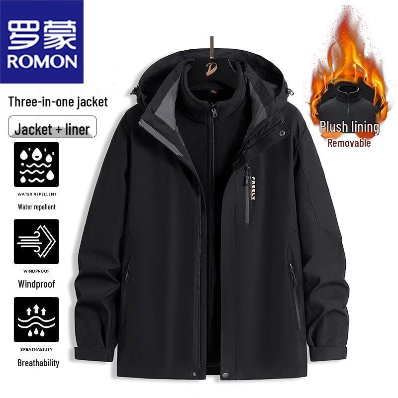 ROMON Men's 3-in-1 Autumn Winter Windbreaker Jacket
