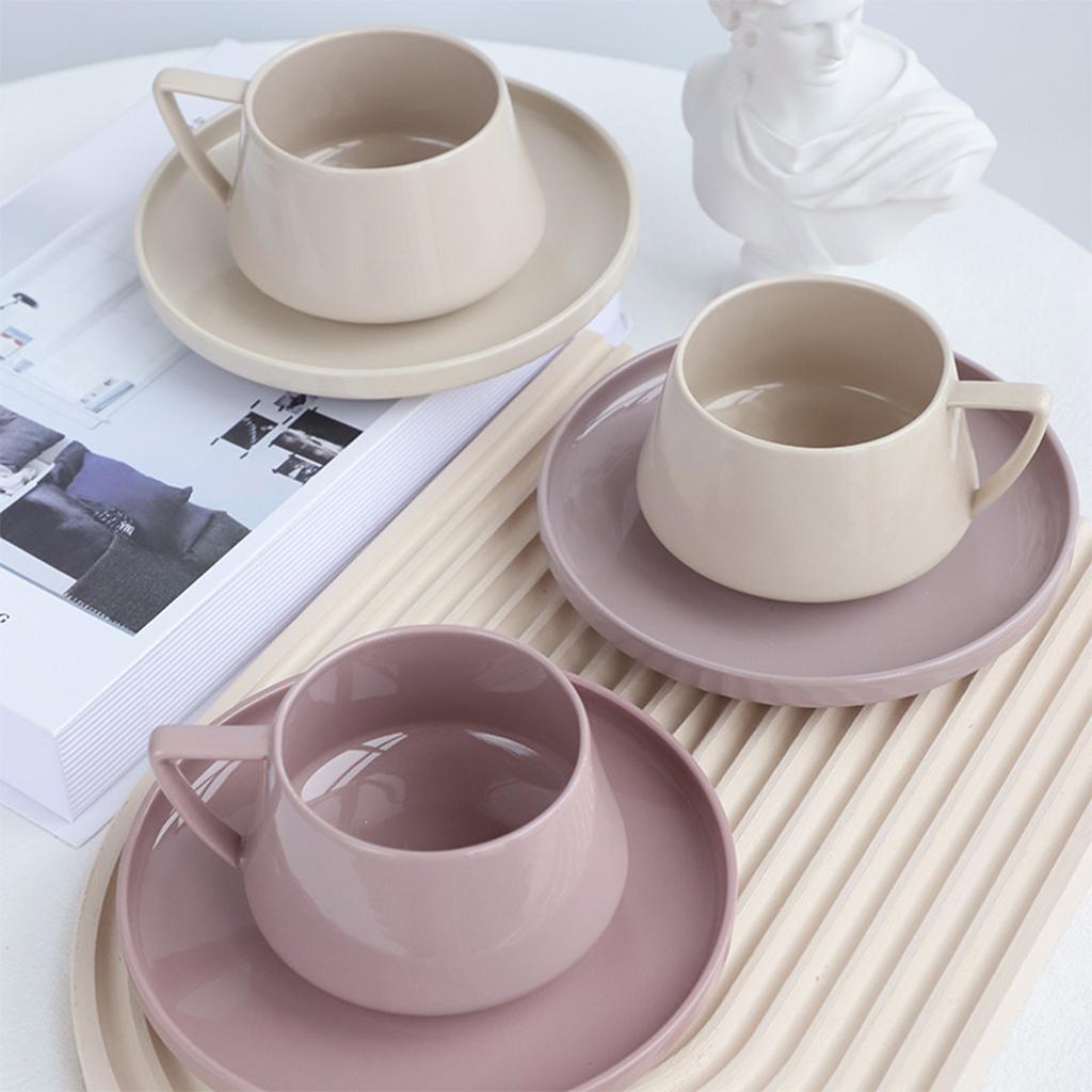 European 250ml Ceramic Cup with Tray Multi-Use Novelty Simple and Elegant Water for Hotel Gifts