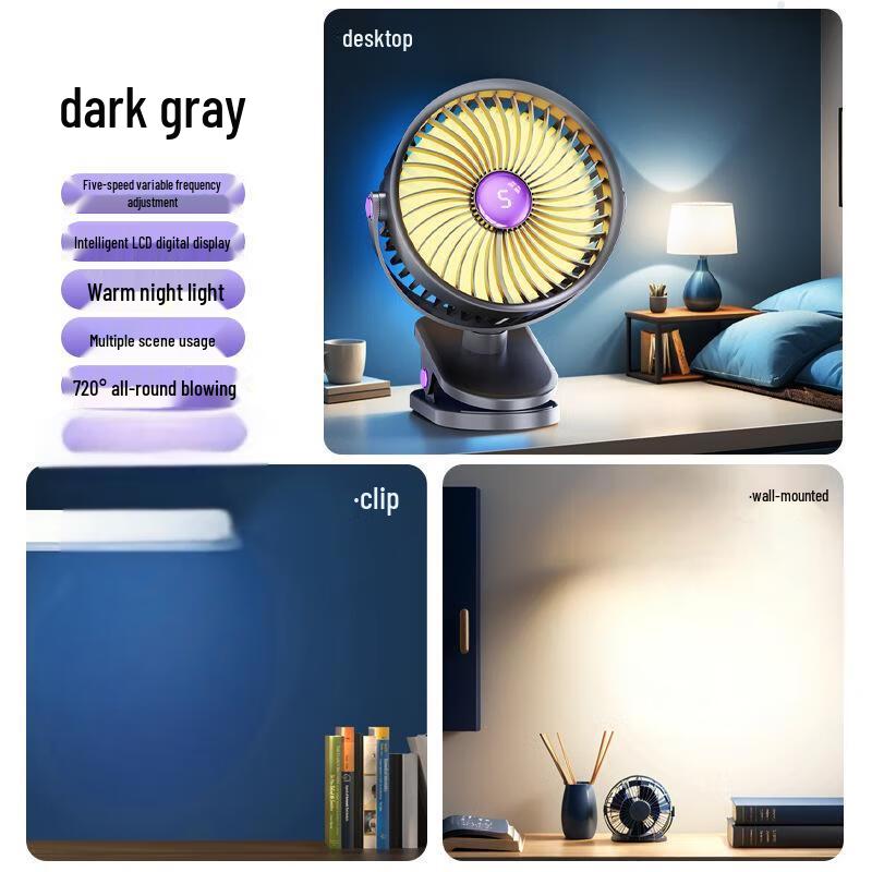 Yuanzu Silent Rechargeable Digital Display Fan