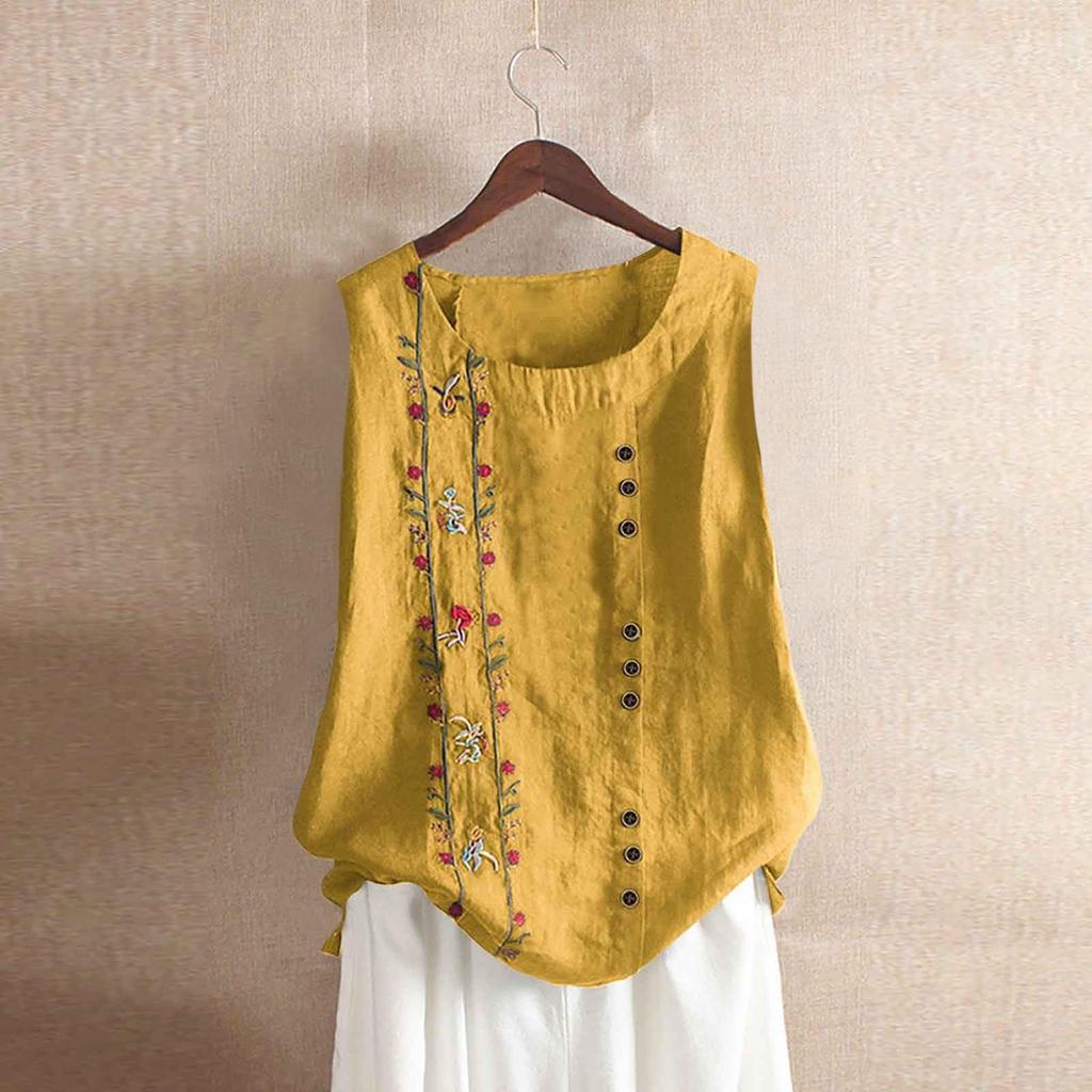 Damen Sommer Mode Rundhals Weste Ärmellos Urlaub Lässig Locker Basic Hemd Top