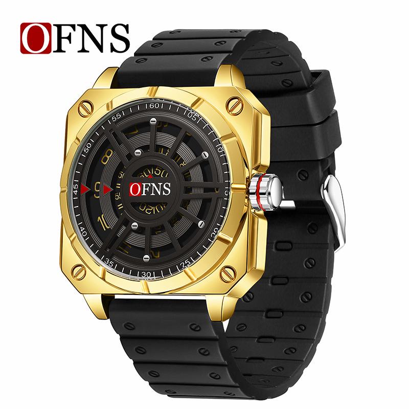 OFNS Men s Creative Square Dial Quartz Watch - Trendy, Casual, Waterproof Wristwatch