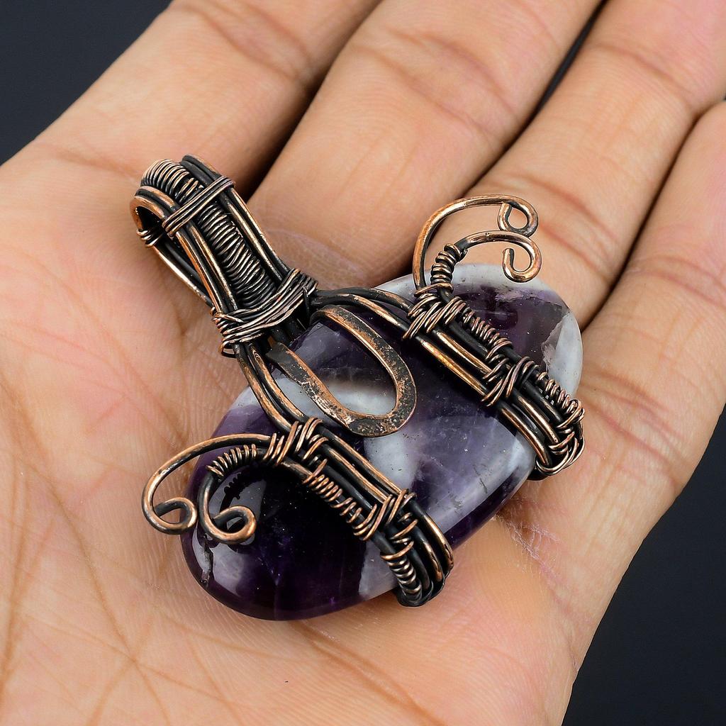 Sage Amethyst  Pendant, Gemstone 999 Copper Wire Wrapped Jewelry Pendant, Handmade Jewelry Birthstone Pendant, Gift For Him