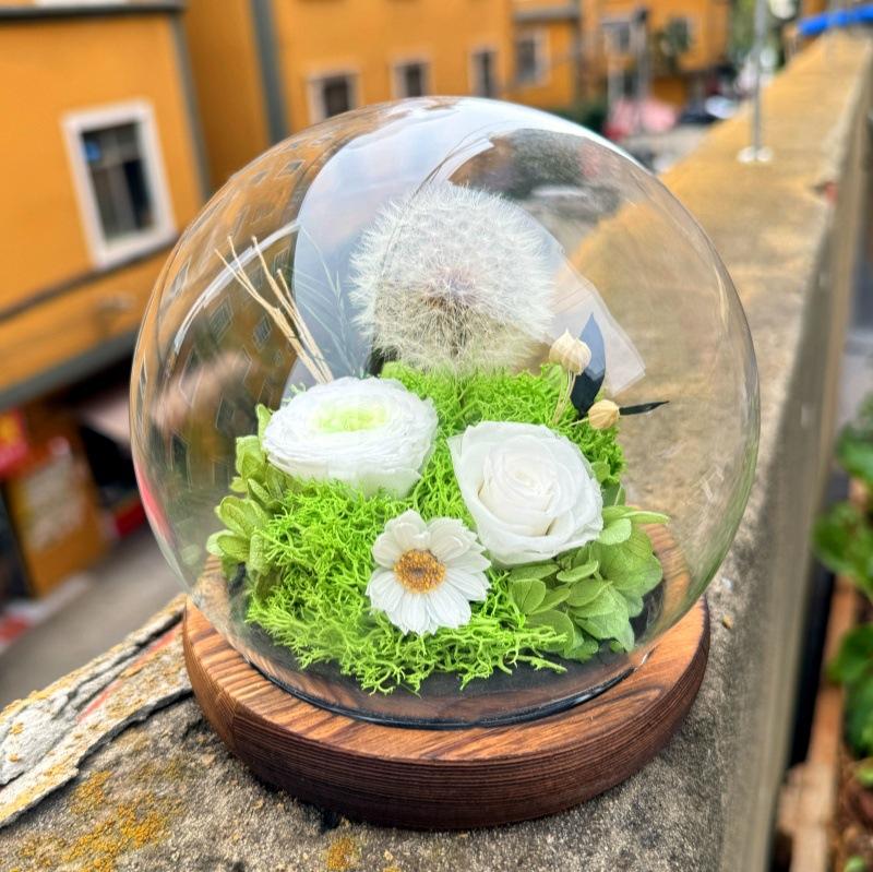 Eternal Flower Spherical Glass Cover Rose Sunflower Gift Christmas Valentine's Day Gift Eternal Flower Spherical