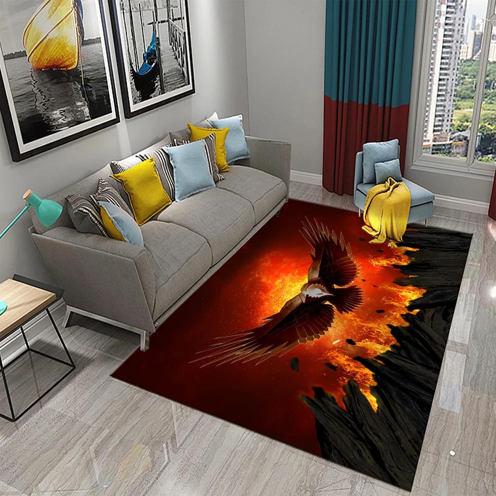 3D Fire Animal Cool Tiger Wolf Carpet Children Play Crawling Carpet Living Room Bedroom Balcony Decor Rugs Bathroom Non-slip Mat
