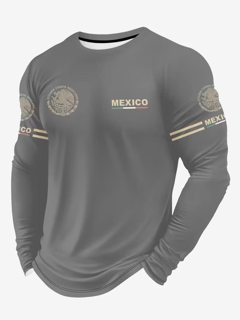 Mexican Style Men's Long-sleeved T-shirt 3D Printed Breathable Quick-drying Sports and Fitness Clothing T Shirt Men Streetwear