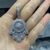 THE BLING KING Double Layer Famita Hamsa Hand Pendant Full Iced Out Bling Cubic Zirconia Necklace Luxury Hiphop Jewelry For Gift