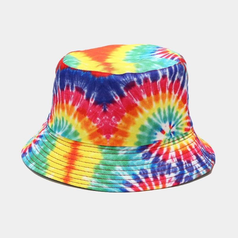 Cappello a secchiello da pesca parasole da esterno per donna uomo arcobaleno reversibile