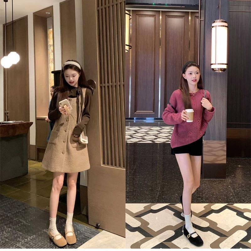 ~ Ballet Style One-word Belt Inner Height Increase Mao Mao Mary Jane Single Shoes Women's Autumn and Winter Models