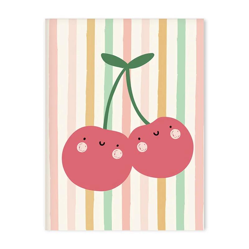 Pale Pink Simple Cartoon Art Illustration Poster Fashion Inspirational Quotes Cherry Flower Canvas Home Bedroom Girls Dorm Decor