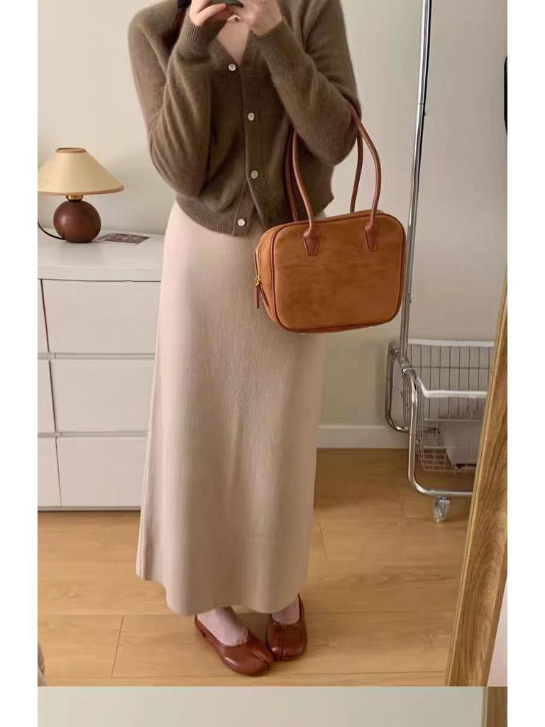 Women's V-Neck Wool Cashmere Knit Cardigan Sweater Top