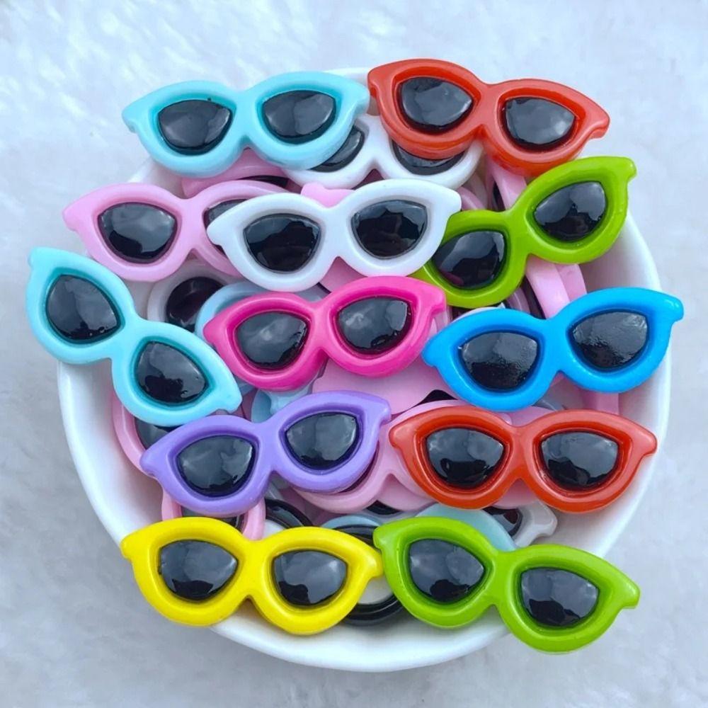 50pcs Heart-Shaped Resin Ornaments Cabochons Simulation Toy Kawaii Resin Mini Sunglasses  Scrapbook