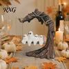 Cute And Spooky Desktop Decoration Ghost On Tree Swing Halloween Decor, Resin Figurine with Vintage Unique Tabletop Decor Base, Festive Party
