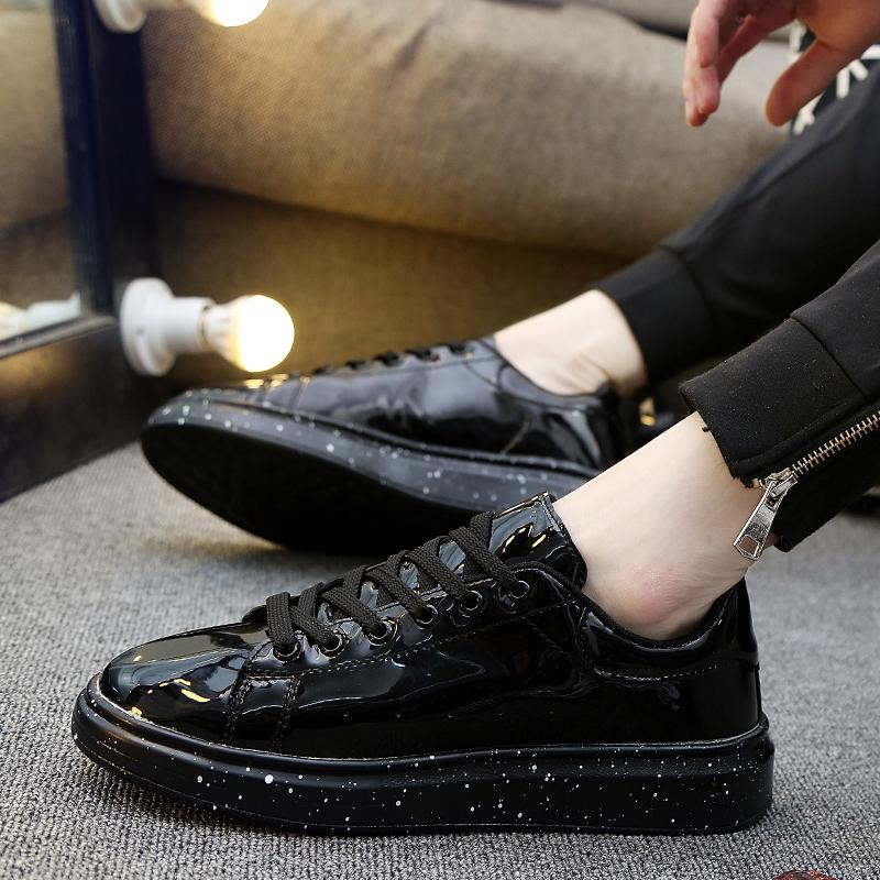 Fashion Fashionable Street Wear Sports Shoes Rock and Hip-hop Shoes Patent Leather Flats Men Cool Driving Shoes Male Walking Shoes Sneak