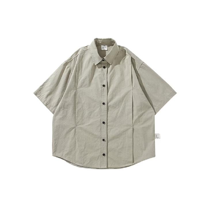 Hong Kong Style Retro Short Sleeved Shirt Men's Summer Japanese Loose Workwear Casual Five Quarter Sleeved Top Jacket